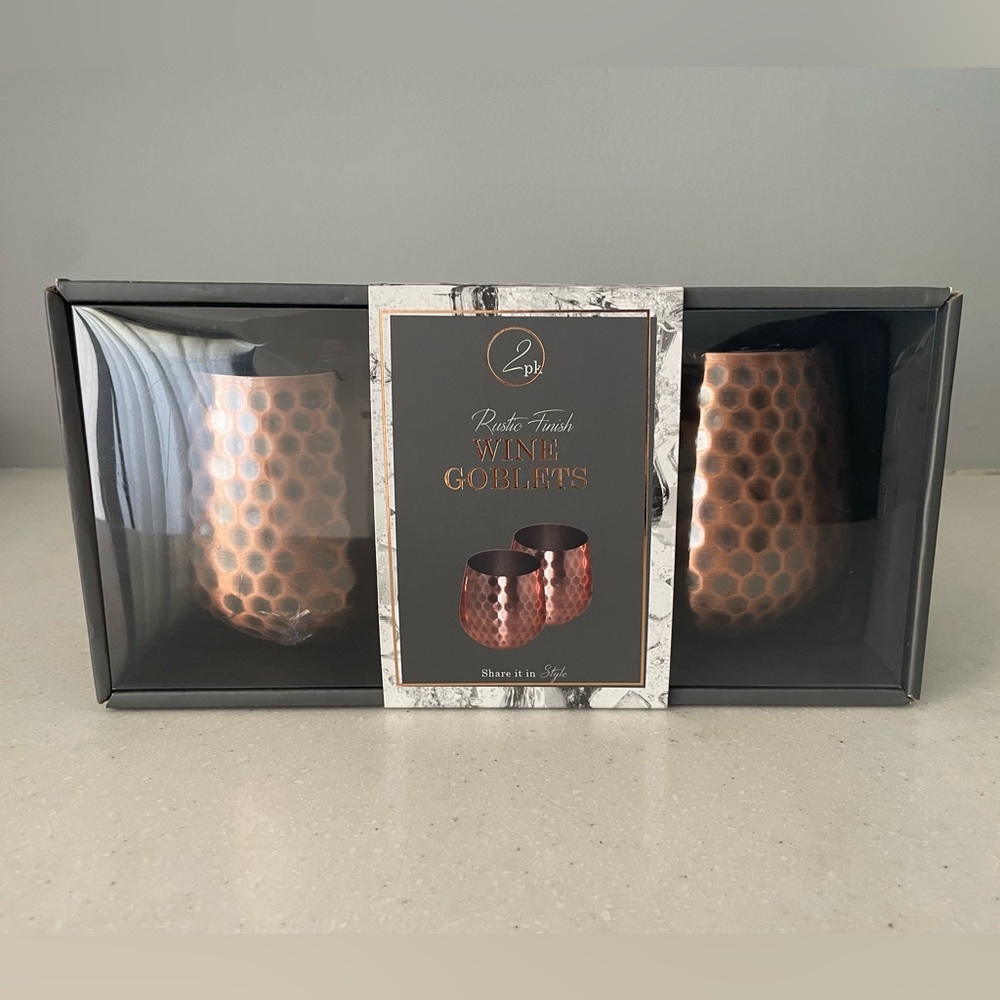 Rustic Finish Copper Wine Goblets